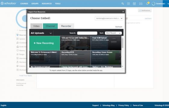 schoology How to make a video in Schoology using the Screencast-O-Matic LTI app