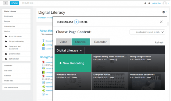 moodle View your uploaded videos inside Moodle and select one to embed