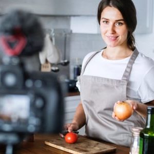 Vlogger making cooking videos for YouTube