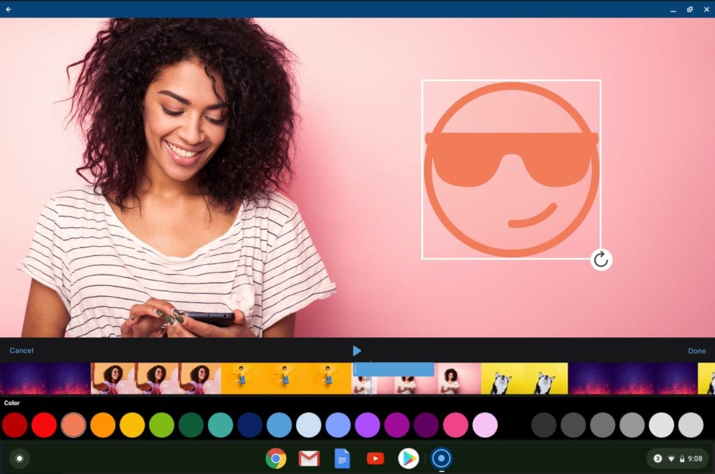 Chromebook Video Editor Overlay Stickers