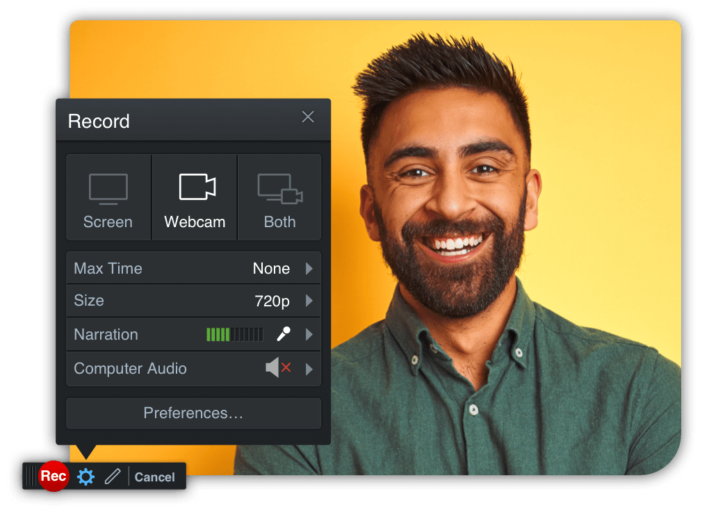 Easy webcam and screen recorder